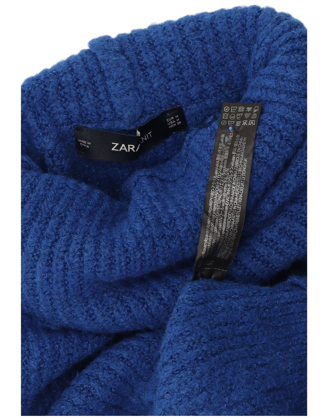 Übergroßer Rollkragenpullover von Zara für Damen, Gr. 14, mittelblaues Acryl