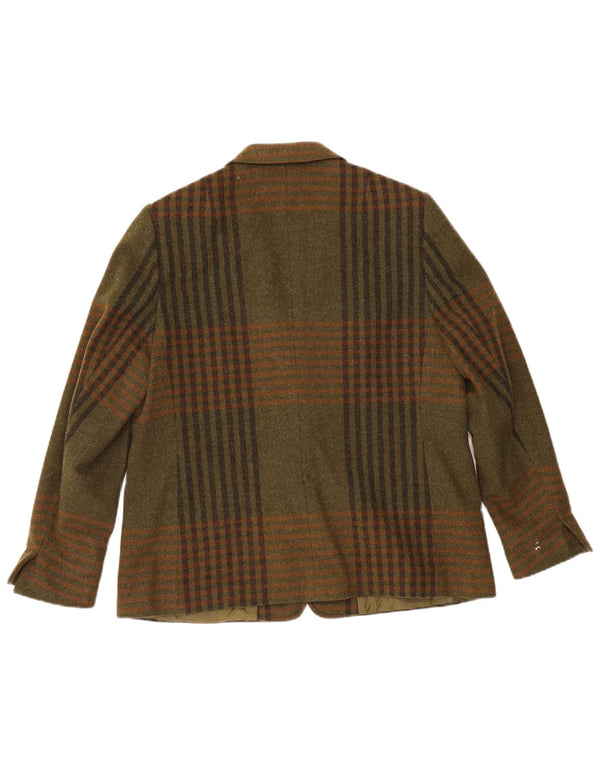 Resi Hammerer Damen 2-Knopf-Blazer-Jacke IT 44 Medium Khaki Check Wool
