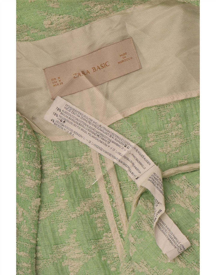 Zara Damen Mantel UK 14 Mittelgrüne Hahnentritt-Baumwolle