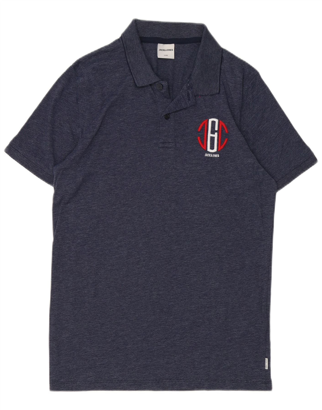 Jack & Jones Herren-Poloshirt mit Grafik, mittelgroß, marineblau gesprenkelte Baumwolle