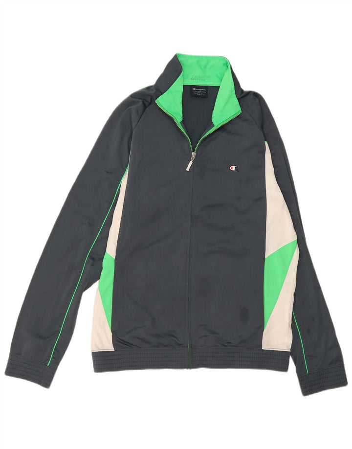 Champion Herren-Trainingsanzug-Top-Jacke, großes graues Colourblock-Polyester