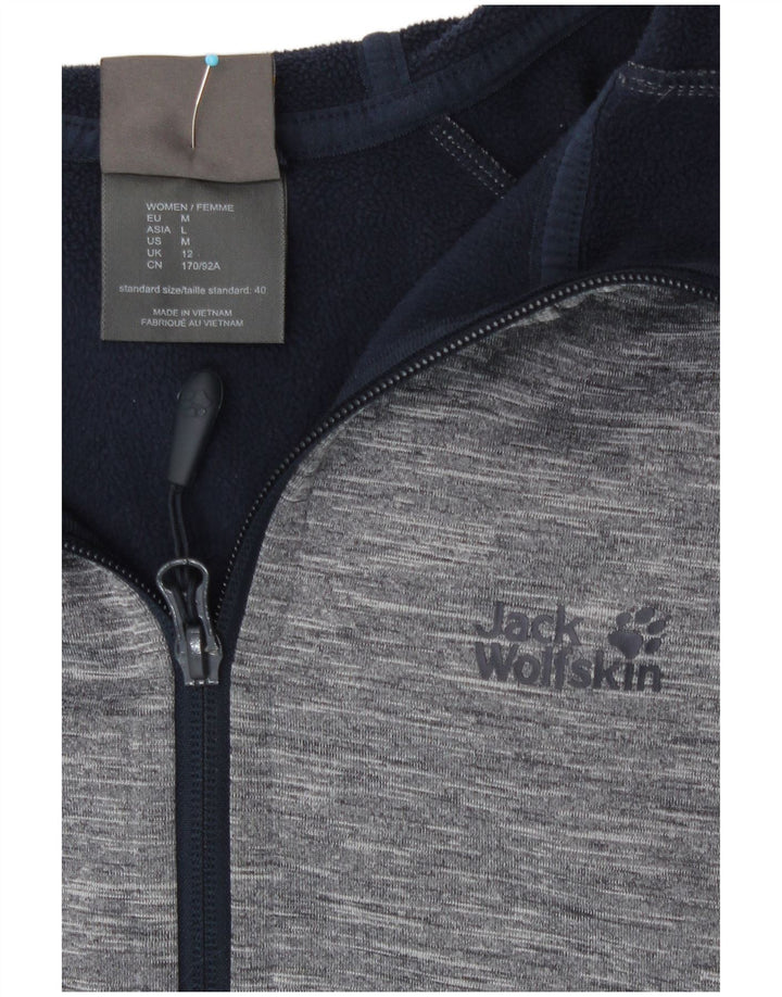 Jack Wolfskin Damen-Kapuzenpullover mit Reißverschluss, UK 12, mittelgrau geflecktes Polyester