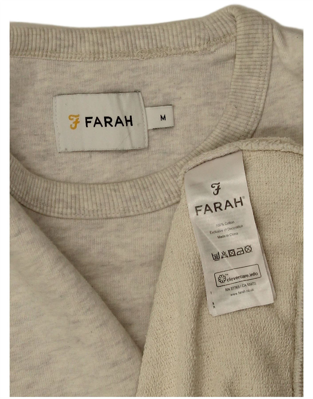 Farah Herren-Sweatshirt-Pullover aus mittelgrau gesprenkelter Baumwolle