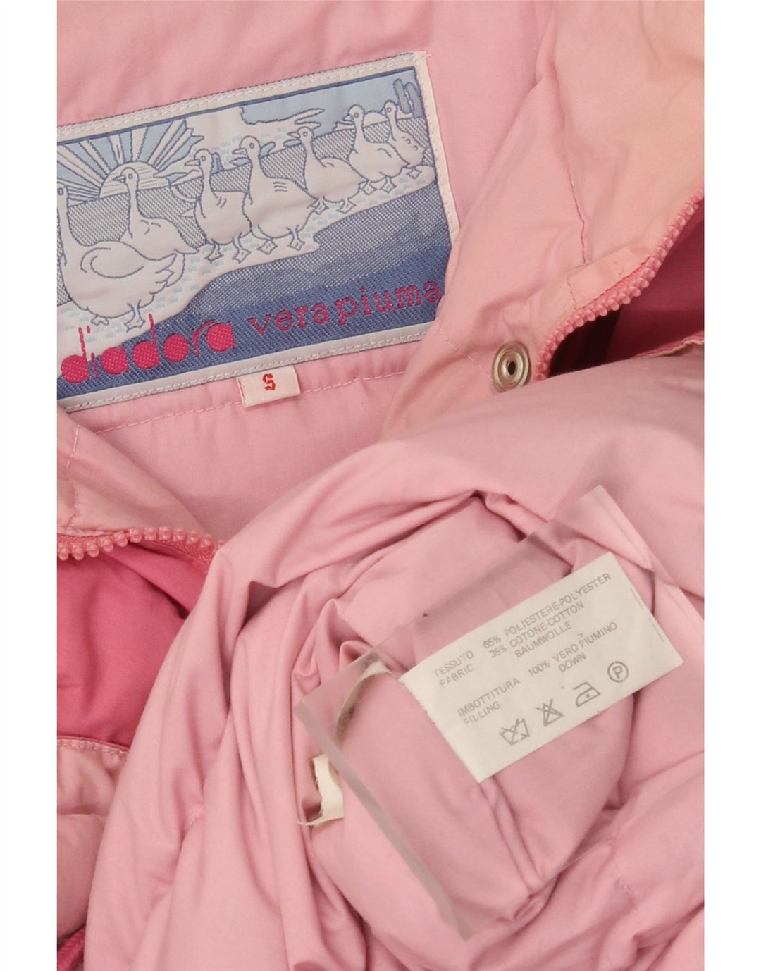 Diadora Womens Graphic Oversized Wattierte Jacke UK 10 Small Pink Polyester