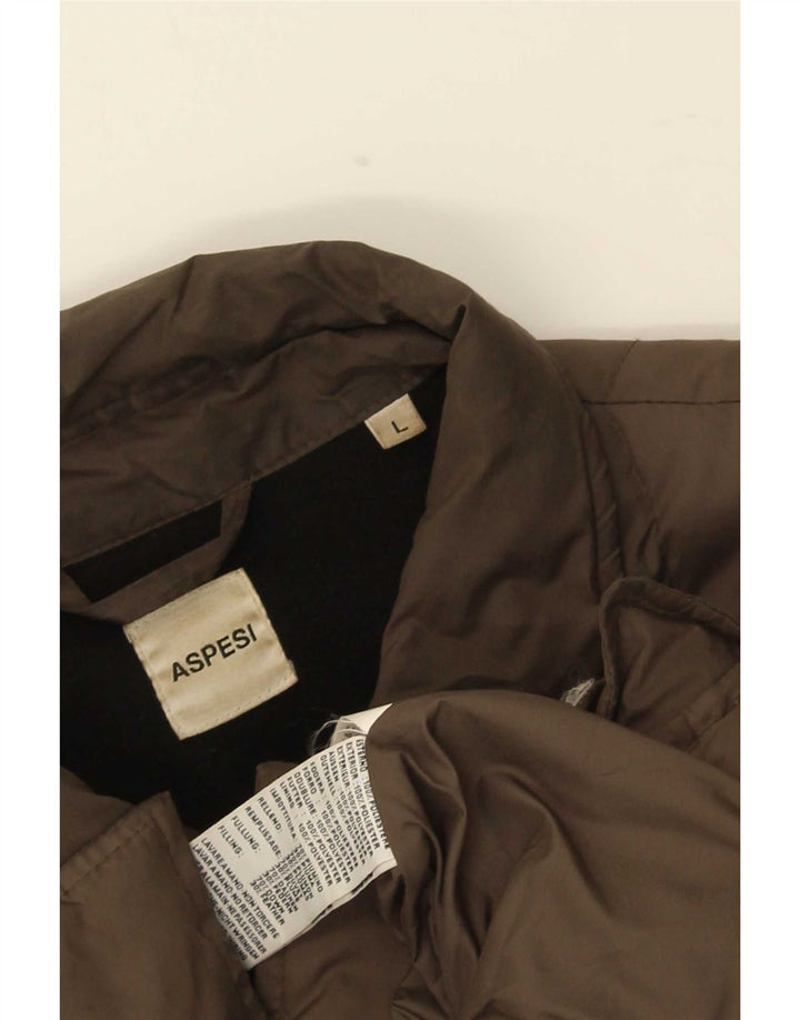 Aspesi Herren Wattierte Jacke UK 40 Large Braun Polyester
