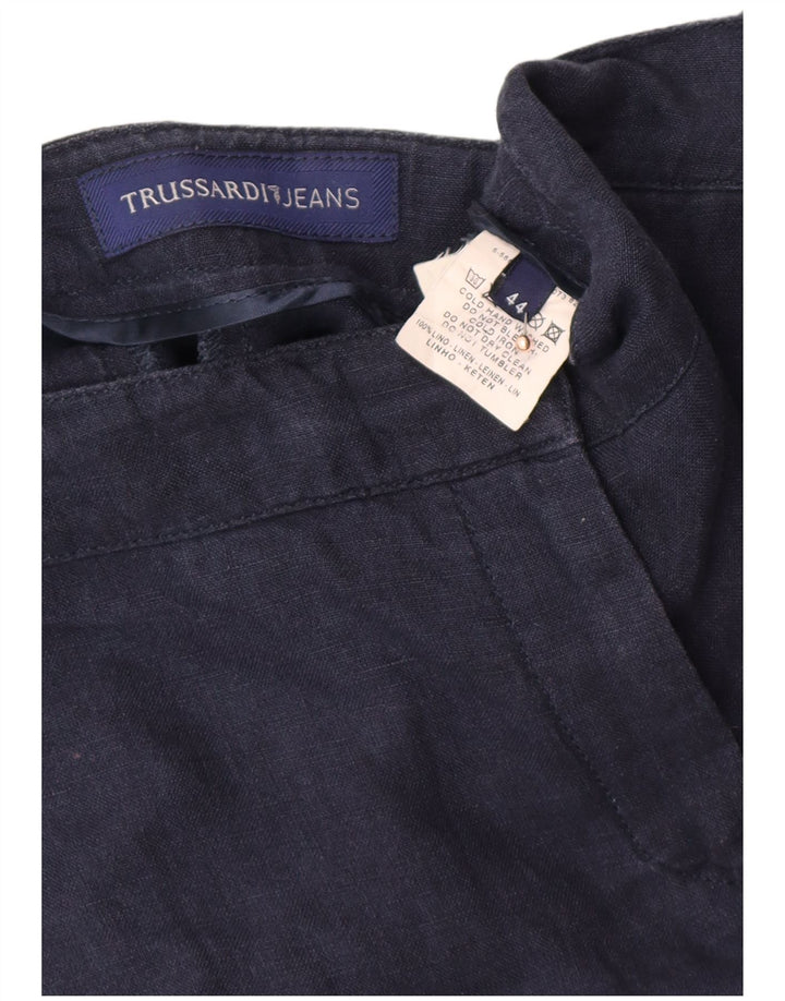 TRUSSARDI Damen Chinohose mit weitem Bein IT 44 Medium W30 L28 Marineblau