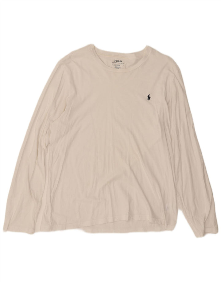 Ralph Lauren Herren-Top, langärmelig, mittelweiße Baumwolle