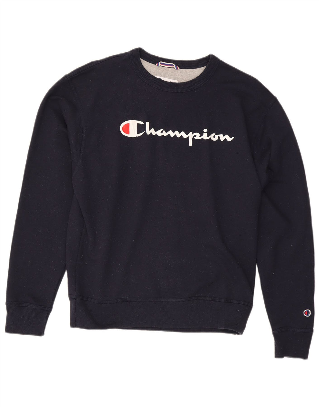 CHAMPION Mens Graphic Sweatshirt Jumper Medium Navy Blue Cotton