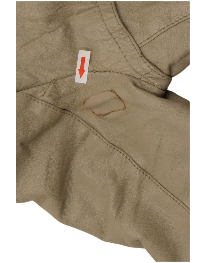 Vintage Damen Ledermantel UK 12 Medium Beige