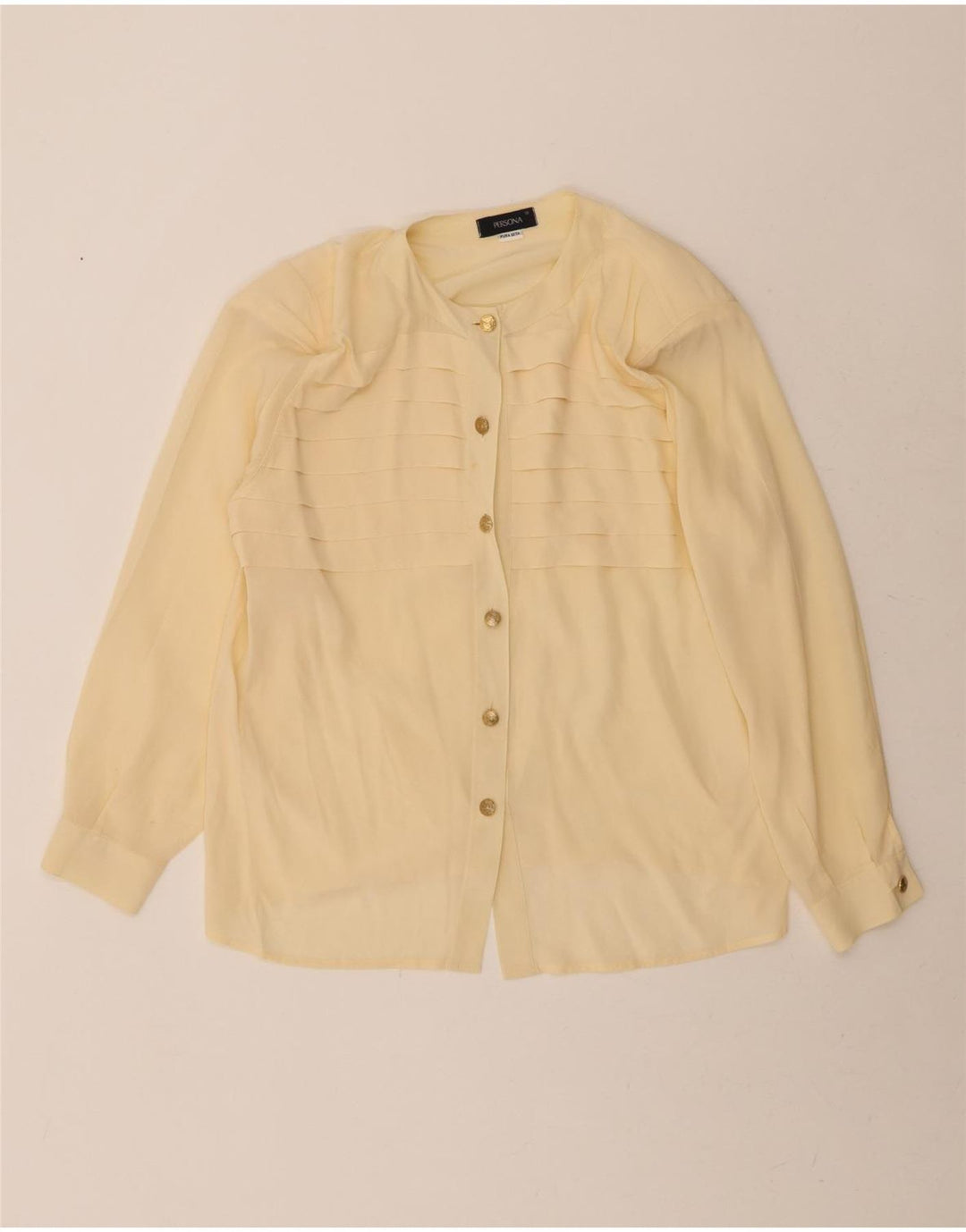 PERSONA Womens Oversized See Through Shirt Blouse Size 19 Small Yellow Vintage Persona and Second-Hand Persona from Messina Hembry 