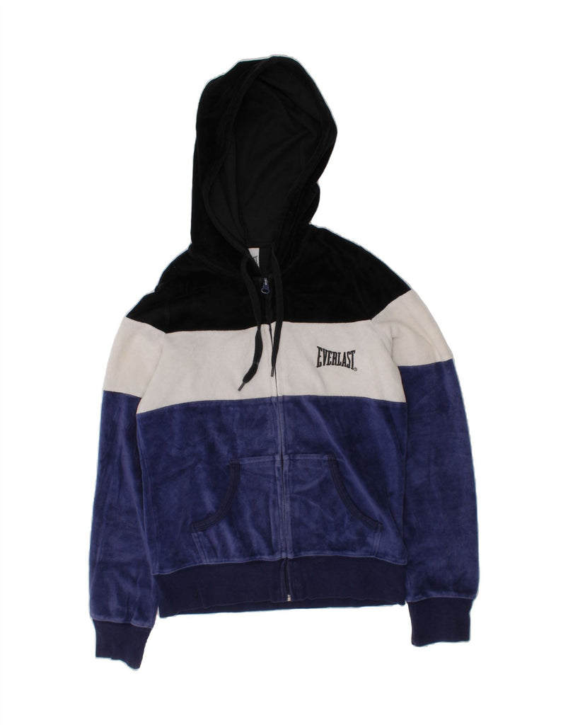 EVERLAST Womens Loose Fit Zip Hoodie Sweater UK 6 XS Blue Colourblock Vintage Everlast and Second-Hand Everlast from Messina Hembry 