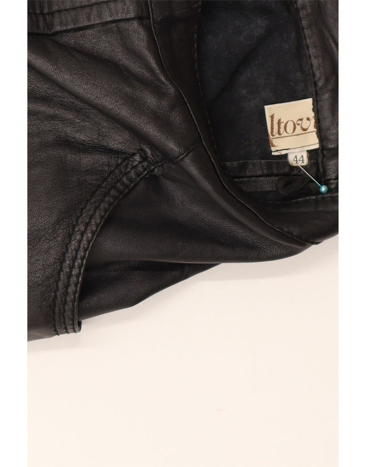 Vintage Damen Mini Lederrock IT 44 Medium W28 Schwarz