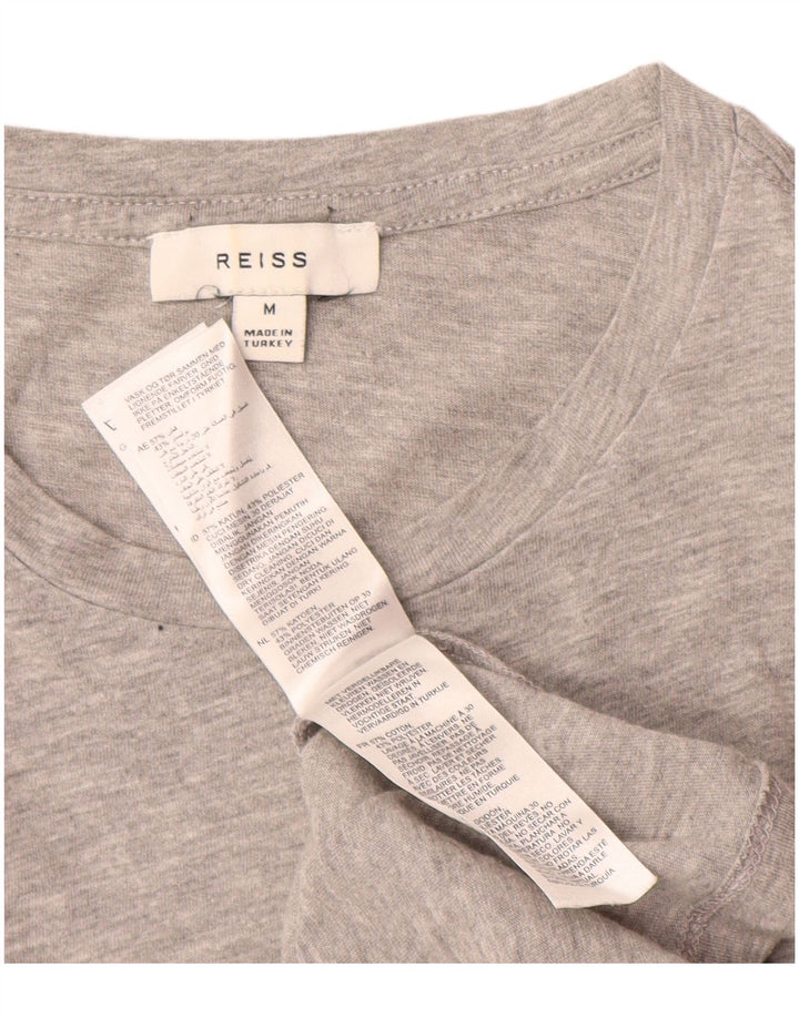 REISS Damen T-Shirt Top UK 14 Mittelgraue Baumwolle