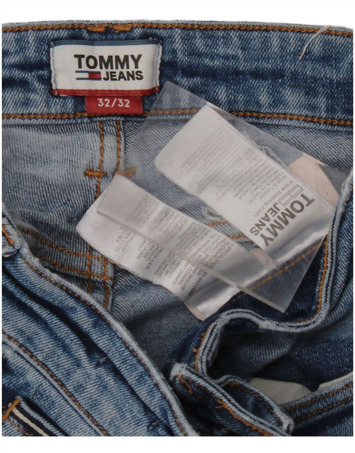 TOMMY HILFIGER Herren Straight Jeans W32 L32 Blaue Baumwolle