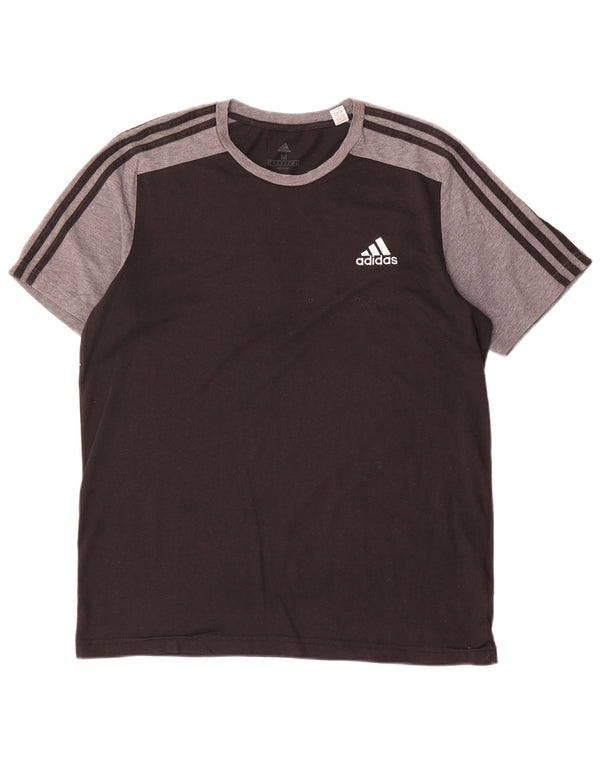 Adidas Mens T-Shirt Top Medium Black Colourblock Polyester