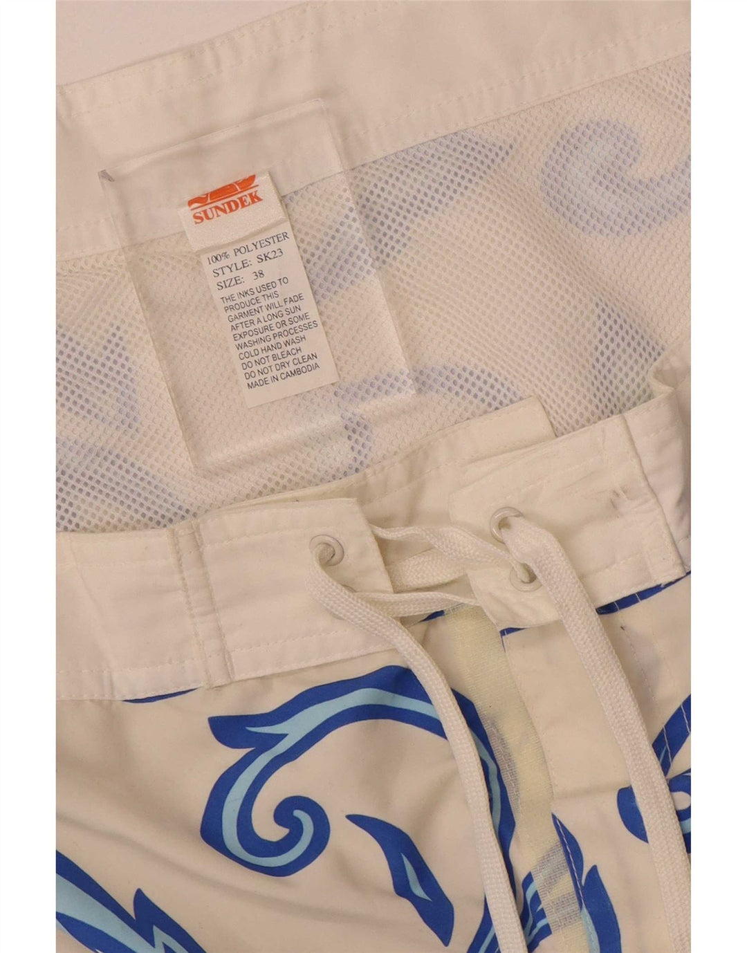 Sundek Herren-Badeshorts XL, weißes Blumenmuster, Polyester