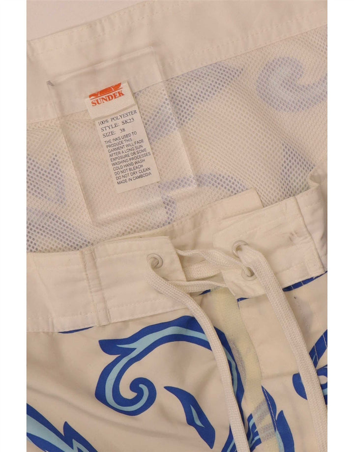 Sundek Herren-Badeshorts XL, weißes Blumenmuster, Polyester