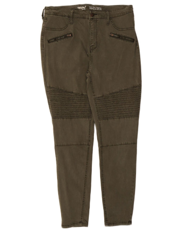 Mossimo Damen-Freizeithose mit hoher Taille, US 12, Größe L, W30, L27, Khaki, Baumwolle
