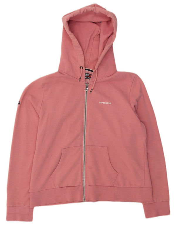 Superdry Damen-Kapuzenpullover mit Reißverschluss, UK 16, Größe L, Rosa, Baumwolle