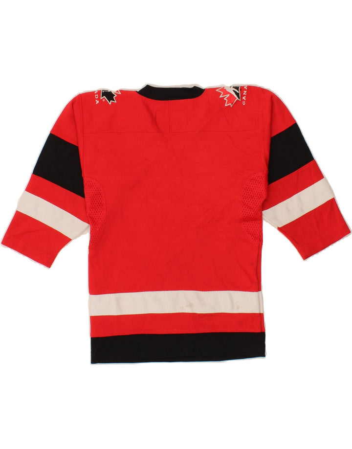 NIKE Boys Graphic Top 3/4 Sleeve 10-11 Years Medium  Red Striped Polyester Vintage Nike and Second-Hand Nike from Messina Hembry 