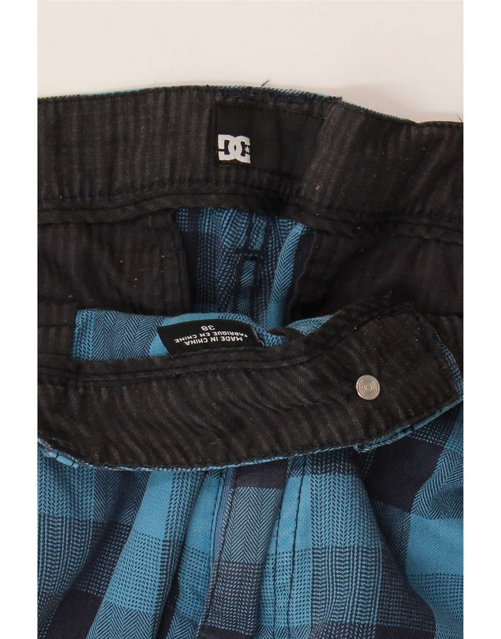 DC Herren Cargoshorts W38 XL Blau karierte Baumwolle
