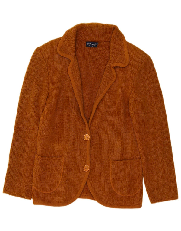 Vintage Damen Strick-Blazer mit 2 Knöpfen, UK 14, Mittelbraun
