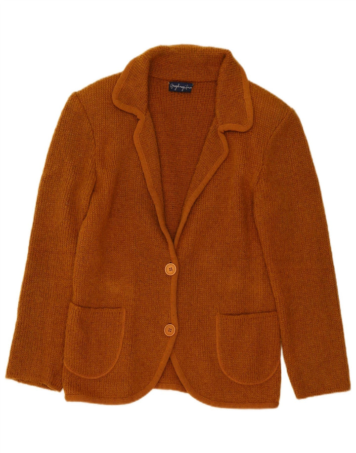 Vintage Damen Strick-Blazer mit 2 Knöpfen, UK 14, Mittelbraun