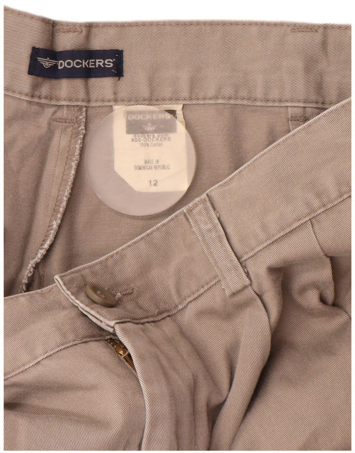 DOCKERS Damen-Chinoshorts mit hoher Taille und Pegged, US-Größe 12, Größe L, W28, graue Baumwolle