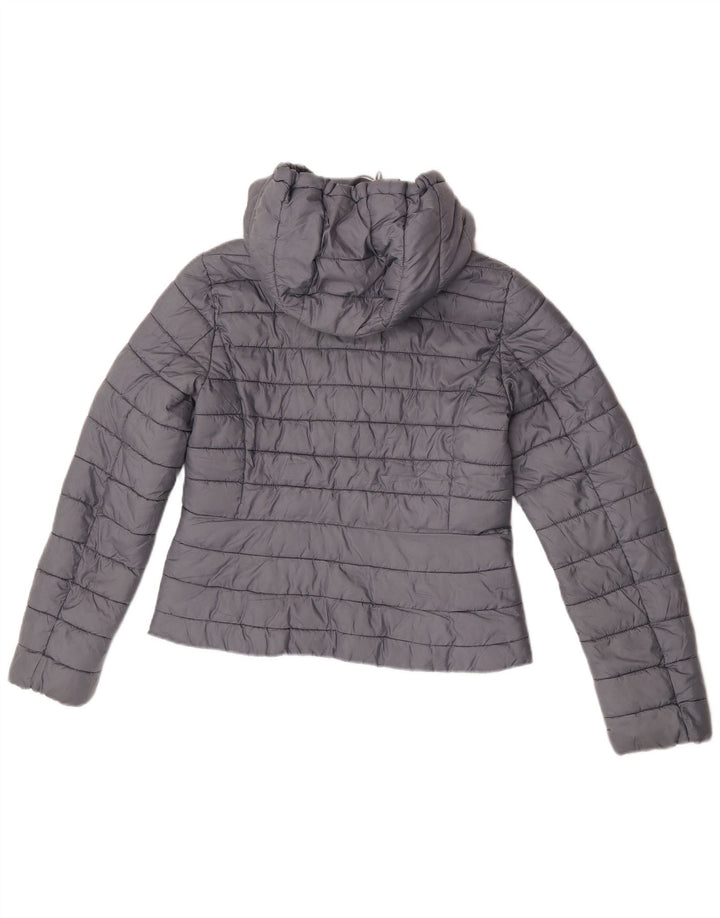 Zara Damen-Jacke mit Kapuze, gepolstert, Größe 44, Grau, Polyester