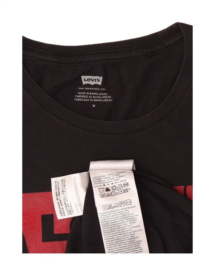 LEVI'S Womens Graphic T-Shirt Top UK 14 Medium Black Cotton