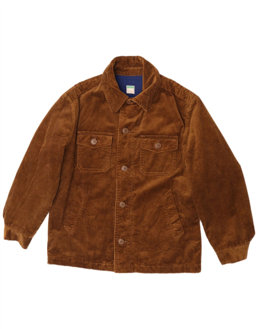 Benetton Herren Cordjacke UK 38 Medium Khaki Baumwolle
