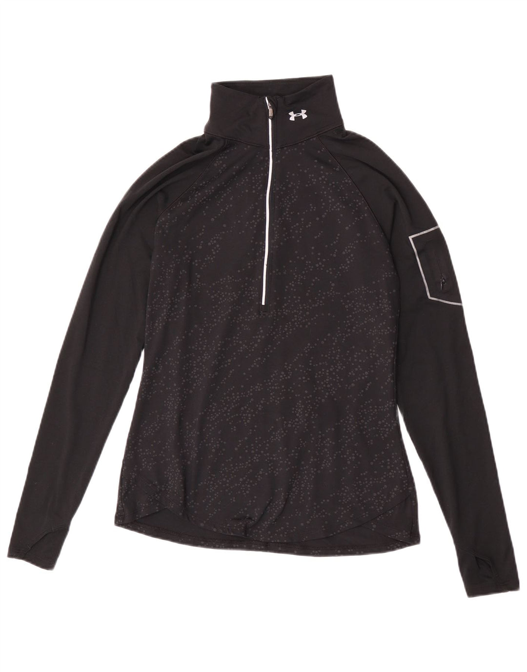 Under Armour Damen Pullover-Trainingsanzug-Oberteil UK 12 Medium Schwarz gefleckt