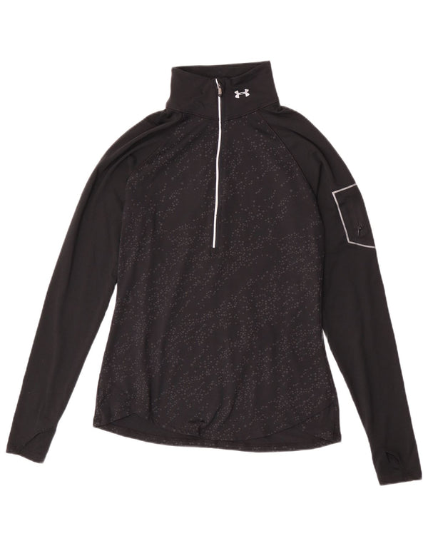 Under Armour Damen Pullover-Trainingsanzug-Oberteil UK 12 Medium Schwarz gefleckt