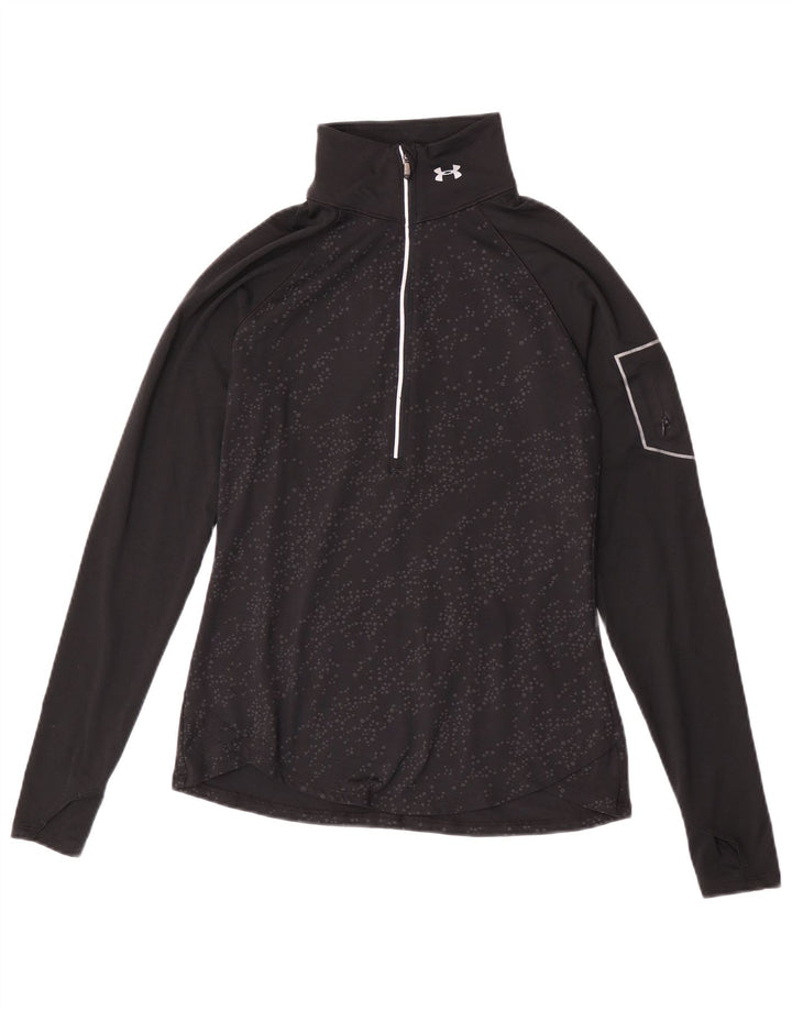 Under Armour Damen Pullover-Trainingsanzug-Oberteil UK 12 Medium Schwarz gefleckt