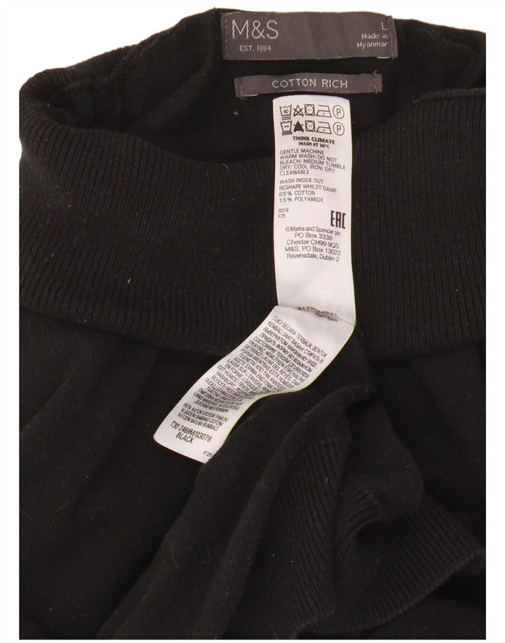 Marks & Spencer Rollkragenpullover für Herren, groß, aus schwarzer Baumwolle
