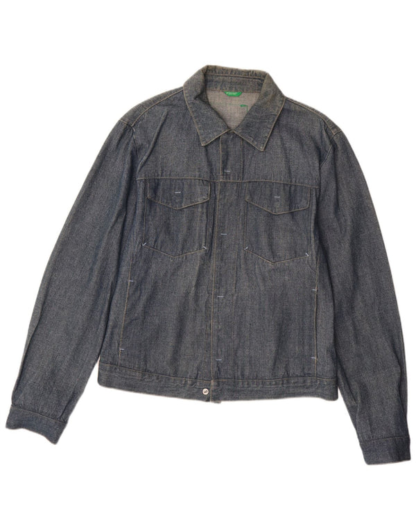Benetton Herren Jeansjacke UK 40 Große marineblaue Baumwolle