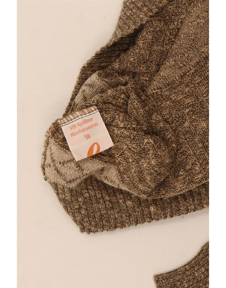 VINTAGE Herren Pullover mit Rundhalsausschnitt IT 56 2XL Braun gestreift