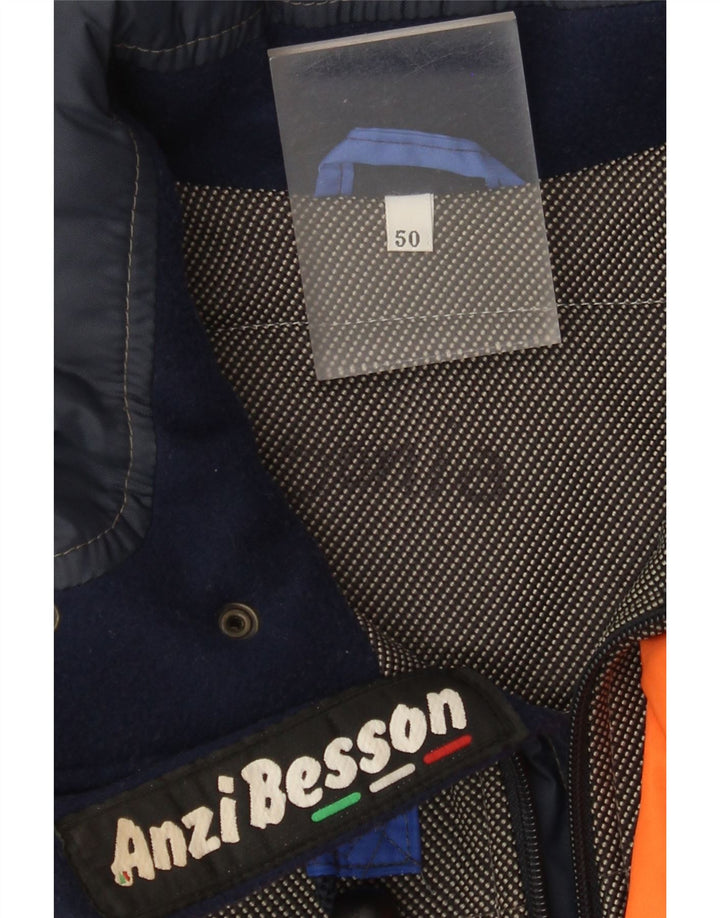 Anzi Besson Herren-Skijacke mit grafischer Kapuze, IT 50, Größe L, Blau, Farbblock