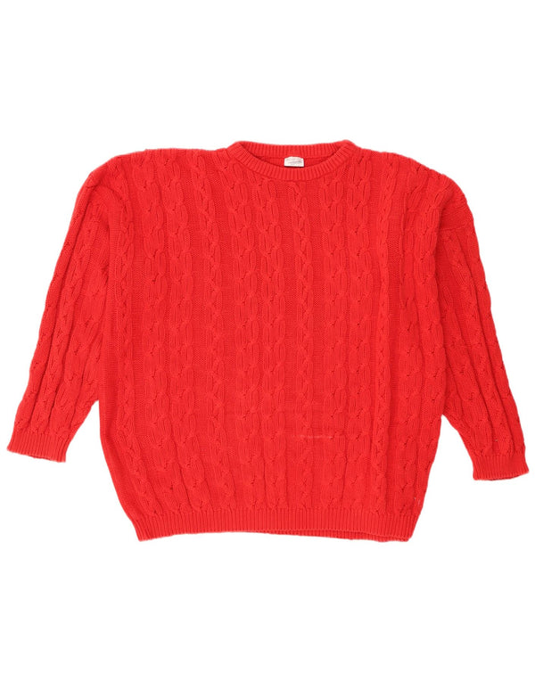 Lecomte Damen-Pullover in Übergröße mit Rundhalsausschnitt, UK 18, XL, rote Baumwolle