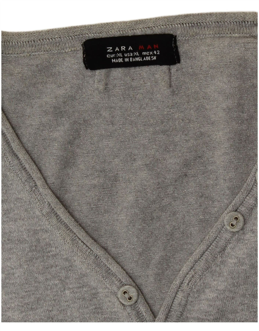 Zara Herren Kurzarmpullover mit V-Ausschnitt XL Grau