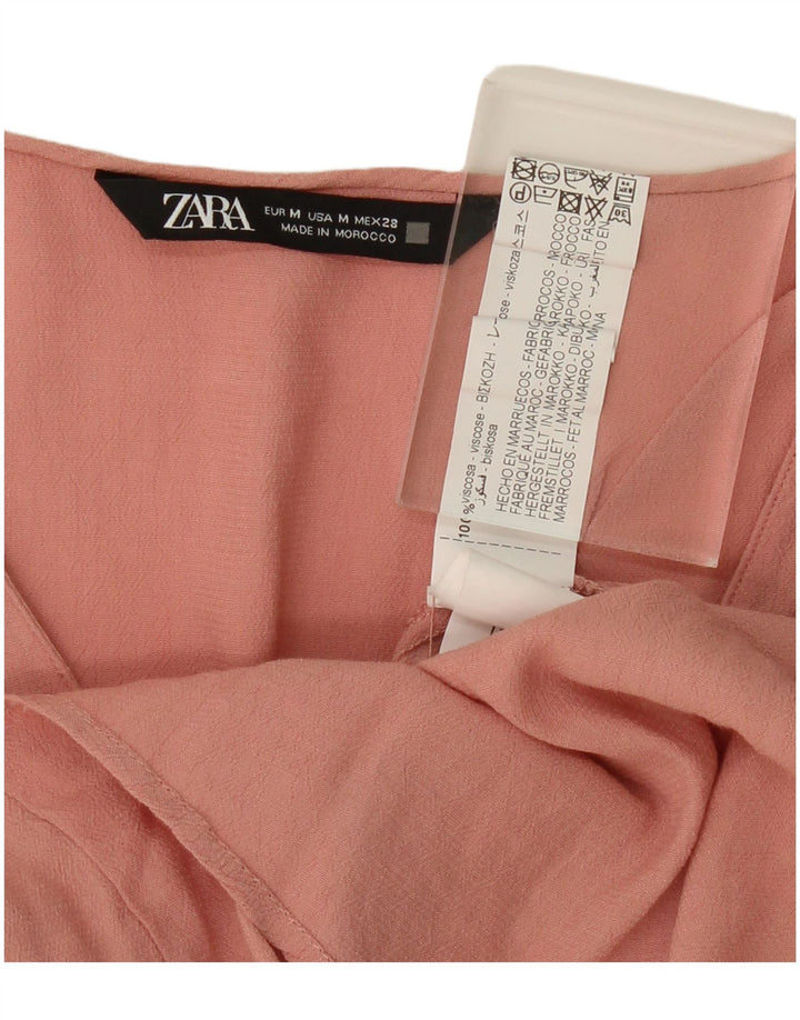 ZARA Womens Blouse Top UK 14 Medium Pink Viscose