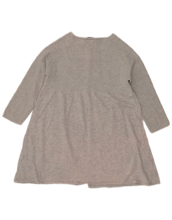 Zara Damen Langarm-Pulloverkleid UK 14 Large Grau meliert