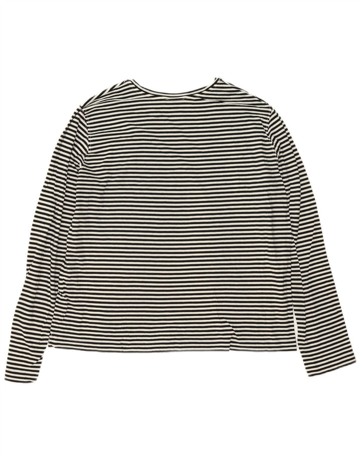 Massimo Dutti Damen Top Langarm UK 16 Large Weiß Nadelstreifen