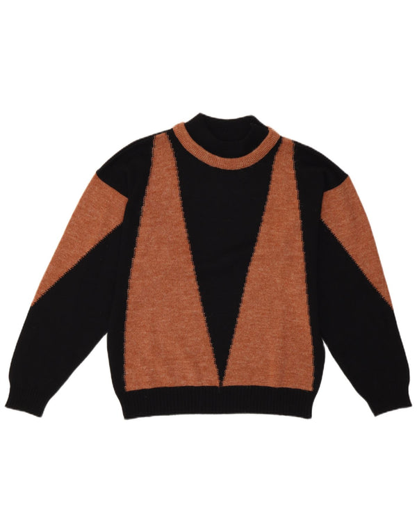 Vintage Damen Rollkragenpullover Pullover EU 40 Medium Schwarz Retro