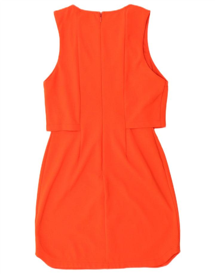 Topshop Damen Ärmelloses Etuikleid UK 10 Small Orange Polyester