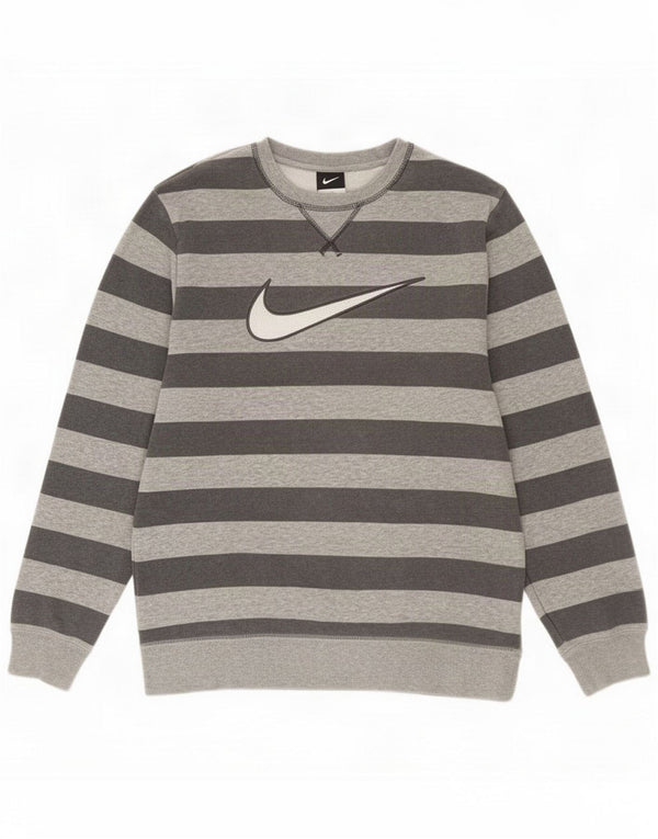 Nike Grafik-Sweatshirtpullover für Jungen, 12–13 Jahre, groß, grau gestreift, Baumwolle