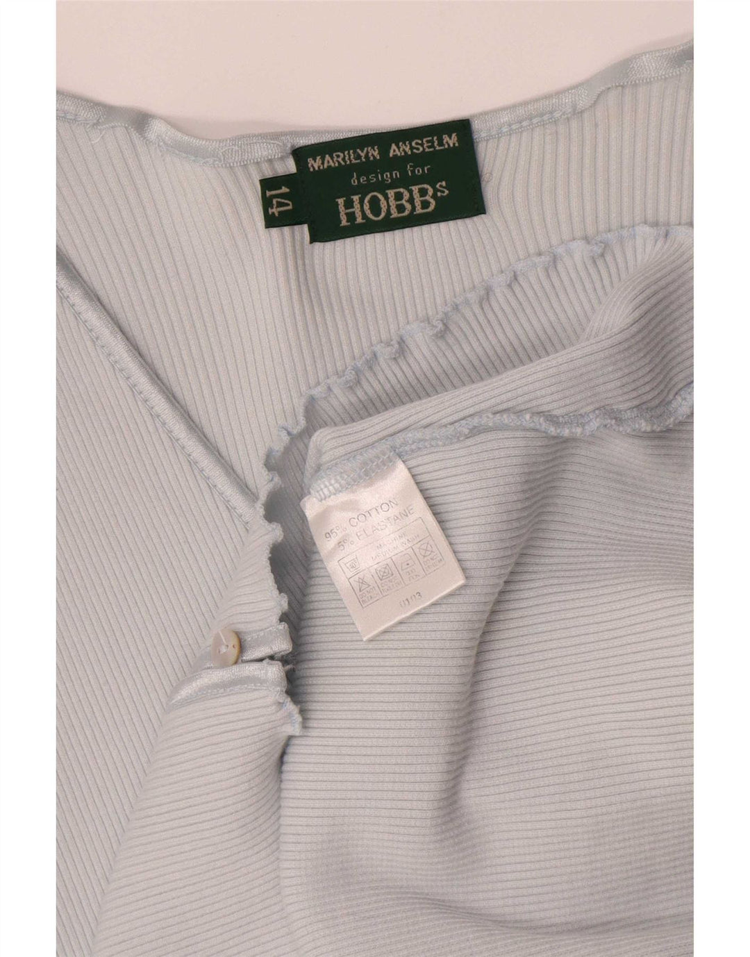 Hobbs Damen Crop Cardigan Top UK 14 Mittelblaue Baumwolle
