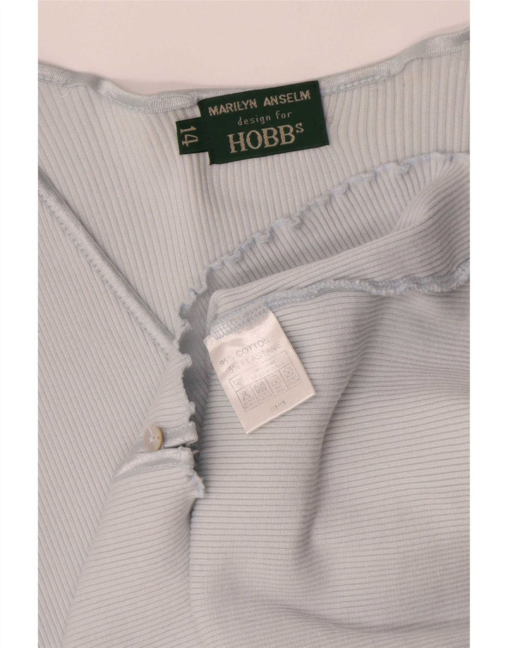 Hobbs Damen Crop Cardigan Top UK 14 Mittelblaue Baumwolle