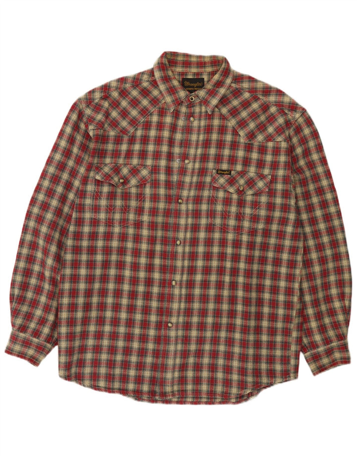 Wrangler Herren-Flanellhemd, groß, rot kariert, Baumwolle