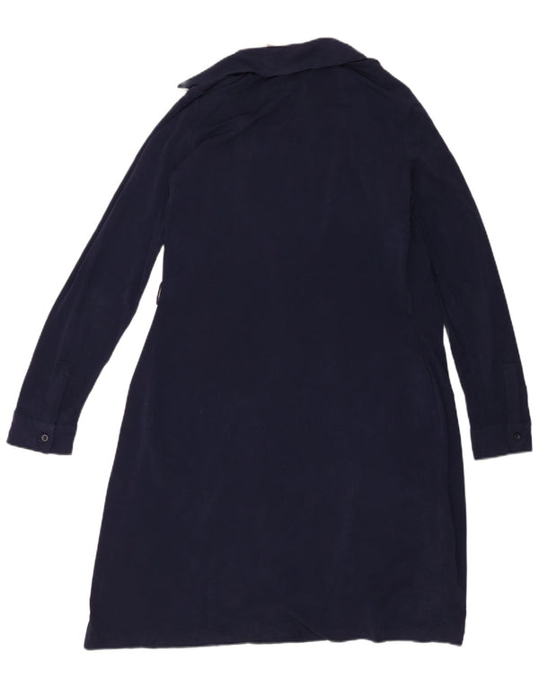 Calvin Klein Damen Wickelkleid UK 14 Medium Marineblau Polyester